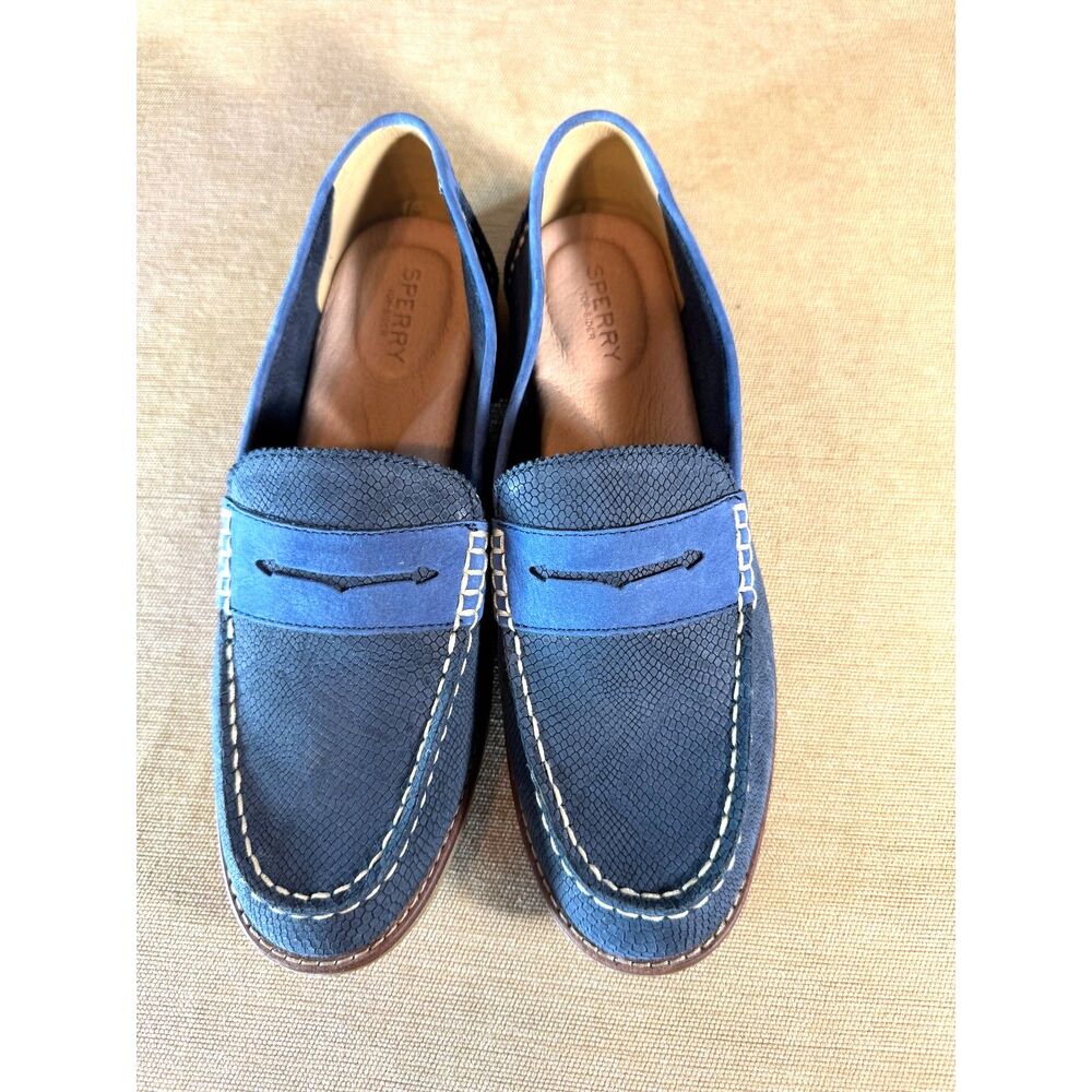 Navy Blue Sperry Top Sider Penny Loafers, Sz 9 Womens